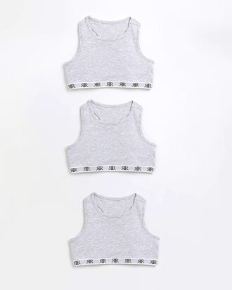 3-pack grå RI Racer Crop Tops för flickor