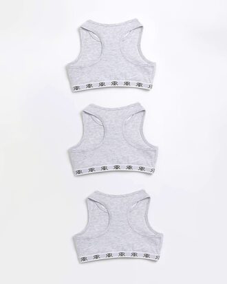 3-pack grå RI Racer Crop Tops för flickor