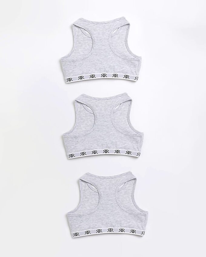 3-pack grå RI Racer Crop Tops för flickor 3-pack grå RI Racer Crop Tops för flickor