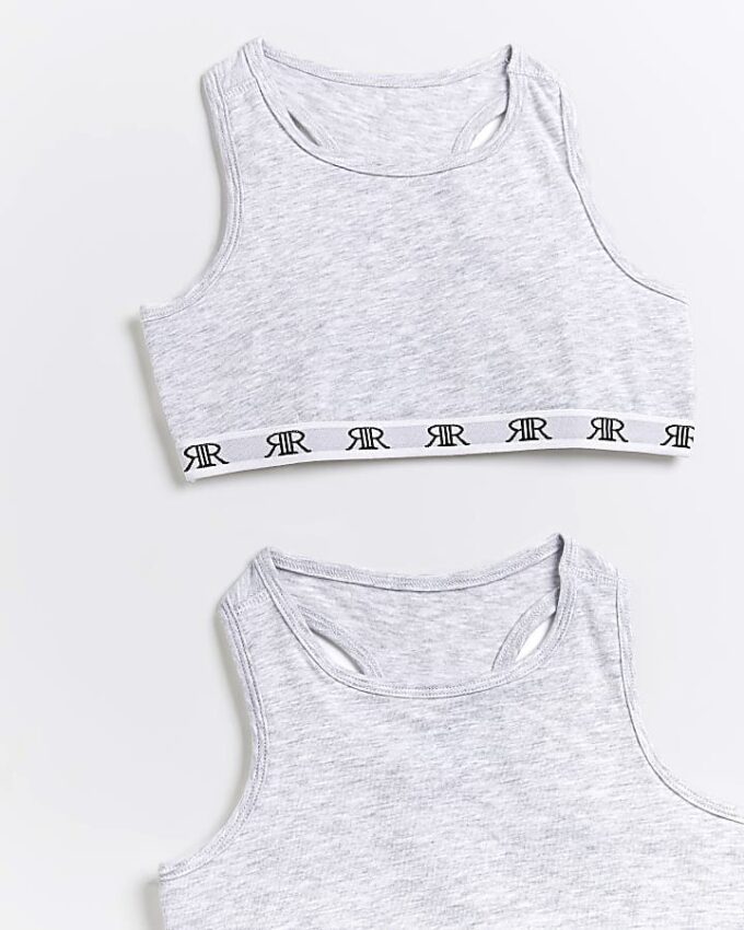 3-pack grå RI Racer Crop Tops för flickor 3-pack grå RI Racer Crop Tops för flickor