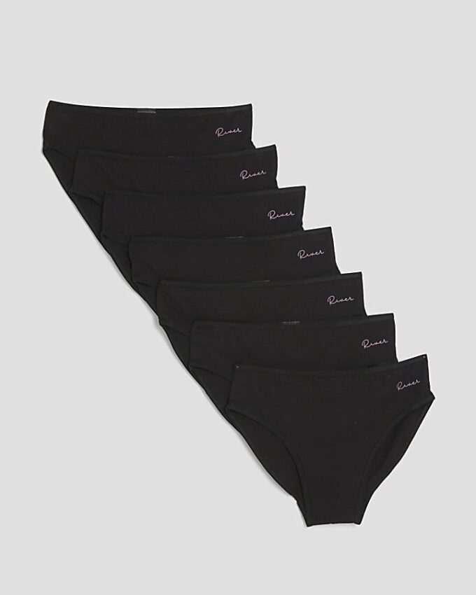 7-pack svarta trosor för flickor