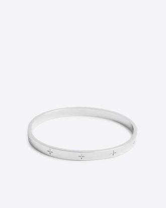 Armband i stål med rhodiumbeläggning