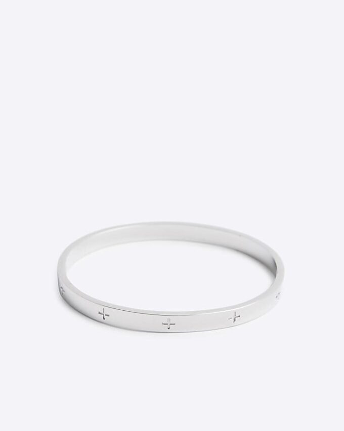 Armband i stål med rhodiumbeläggning