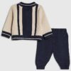 Baby Boys Cream Blocked Zip Through Knit Set Baby Boys Cream Blocked Zip Through Knit Set