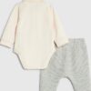 Baby Boys Cream Zip Bodysuit Trouser Set