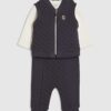 Baby Boys Navy Quilted Gilet Set Baby Boys Navy Quilted Gilet Set