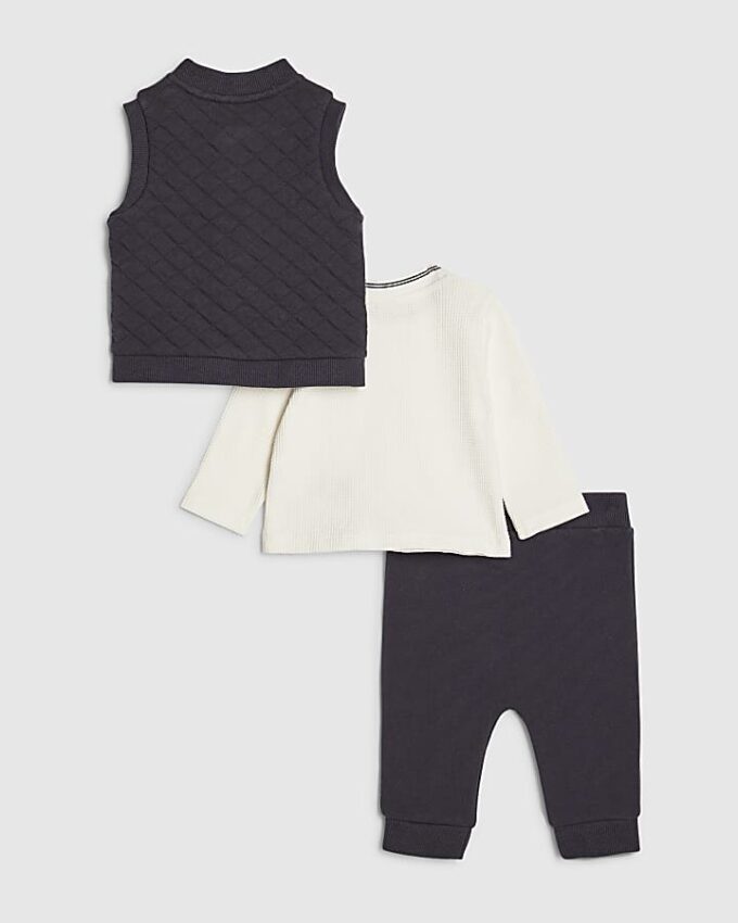 Baby Boys Navy Quilted Gilet Set Baby Boys Navy Quilted Gilet Set