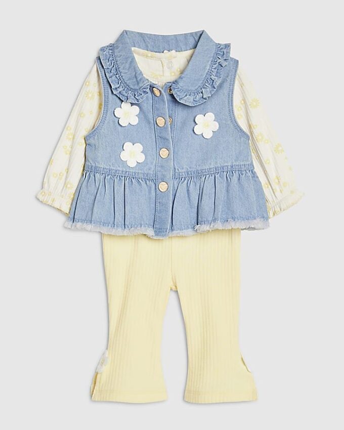 Baby Girls Blue Daisy Gilet Set