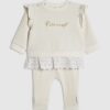 Baby Girls Cream Embroidered Sweatshirt Set