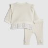 Baby Girls Cream Embroidered Sweatshirt Set