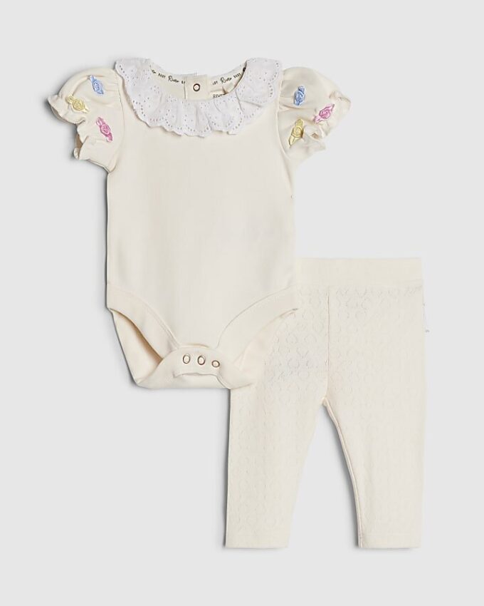 Baby Girls Cream Rosette Bodysuit Set
