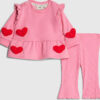 Baby Girls Pink 3D Heart Sweatshirt Set
