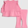 Baby Girls Pink 3D Heart Sweatshirt Set