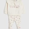 Babyflicka krämfärgat set med björnmotiv