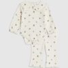 Babyflickor krämfärgat bodysuit-set med blommönster