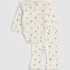 Babyflickor krämfärgat bodysuit-set med blommönster