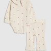 Babyflickor Krämfärgat bodysuit-set med hjärtan