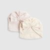 Babyflickor rosa blommig turban med rosett, 2-pack