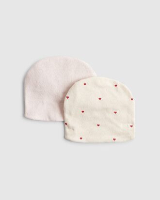 Babyflickor rosa blommig turban med rosett, 2-pack