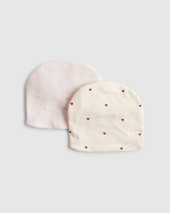 Babyflickor rosa blommig turban med rosett, 2-pack