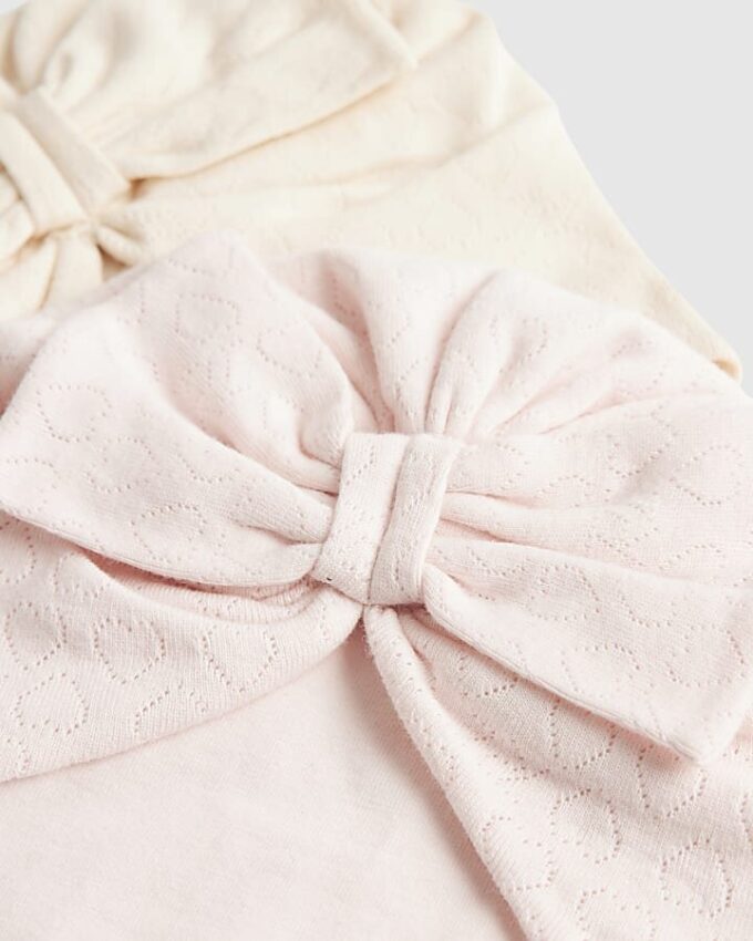 Babyflickor rosa blommig turban med rosett, 2-pack