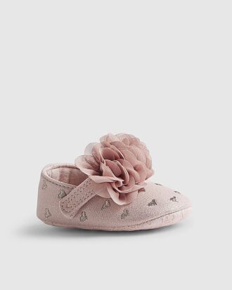 Babyflickor rosa hjärtformade ballerinaskor