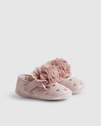 Babyflickor rosa hjärtformade ballerinaskor
