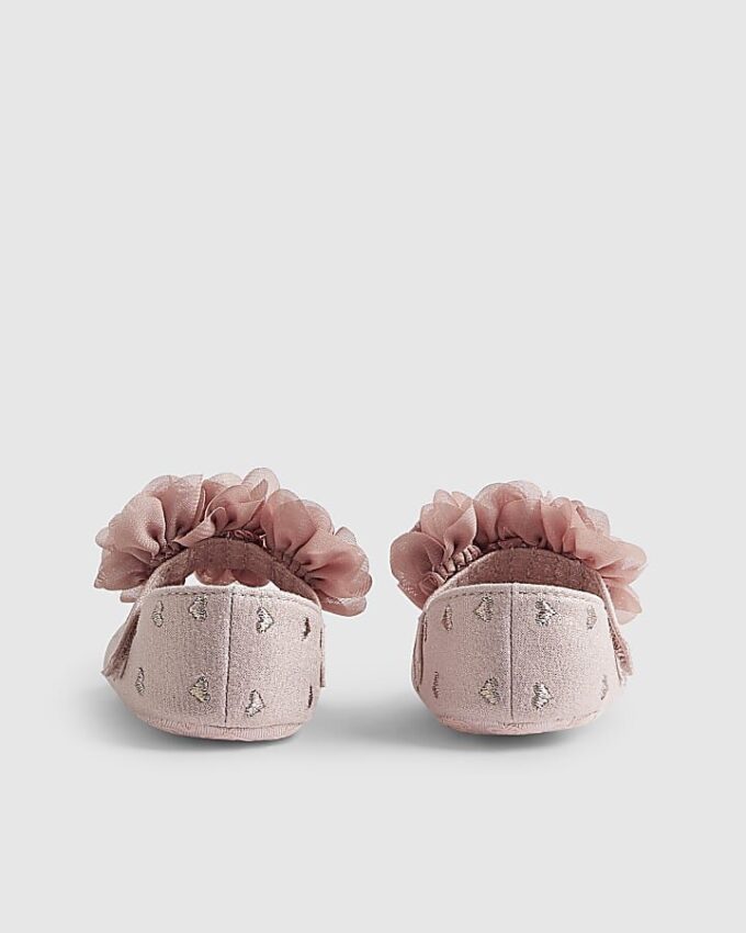 Babyflickor rosa hjärtformade ballerinaskor