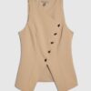 Beige asymmetrisk väst utan krage