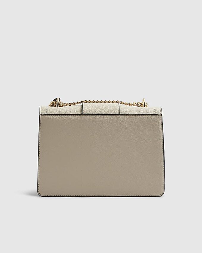 Beige axelväska med monogrampaneler
