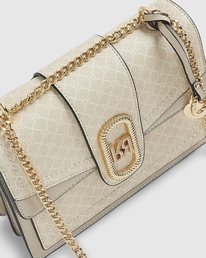 Beige axelväska med monogrampaneler