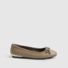 Beige ballerinaskor med rosett