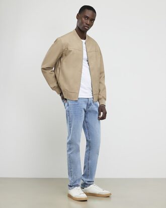 Beige bomberjacka i konstläder