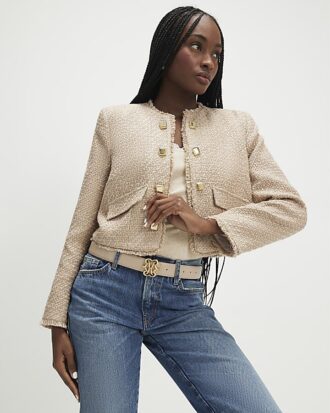 Beige boucléjacka