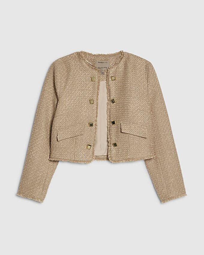 Beige boucléjacka