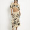 Beige broderad strandkroppstop