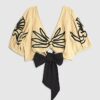 Beige broderad strandkroppstop