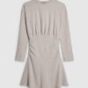 Beige Cosy långärmad miniklänning med rynkad midja