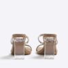 Beige diamantprydda mules med dubbla remmar och klack