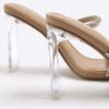 Beige diamantprydda mules med dubbla remmar och klack