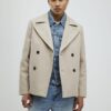 Beige dubbelknäppt peacoat
