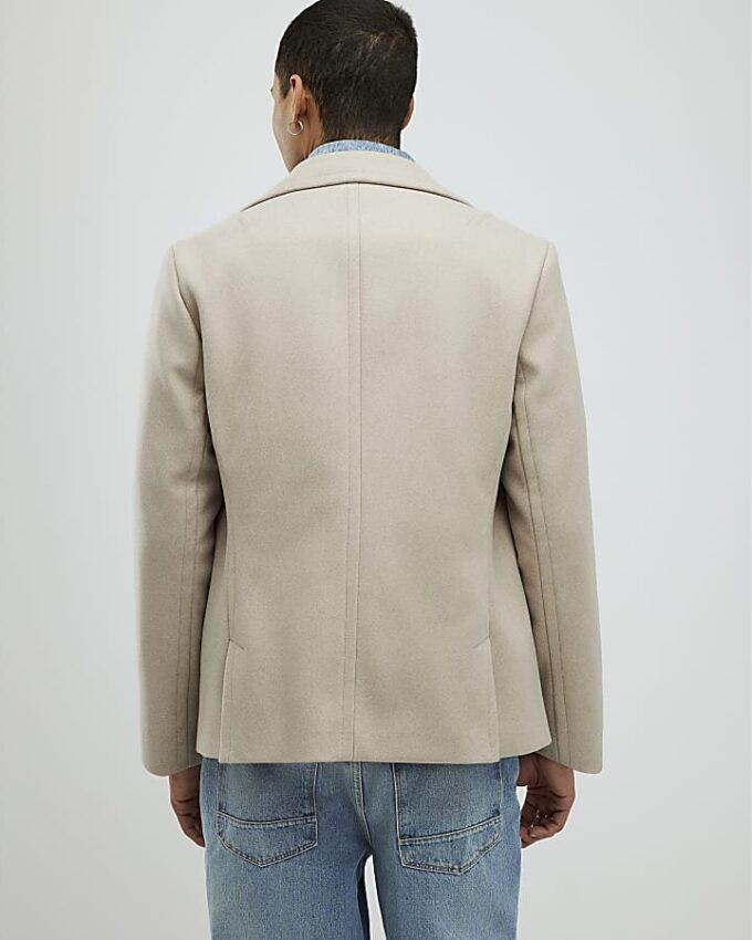 Beige dubbelknäppt peacoat