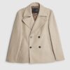 Beige dubbelknäppt peacoat