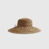 Beige floppy hatt med öppen väv
