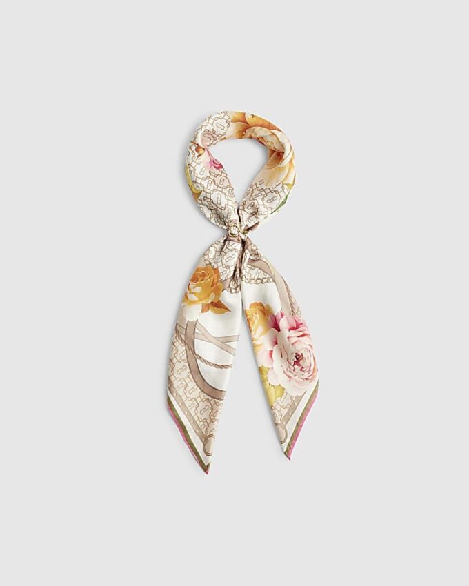 Beige halsduk med geometriskt blommönster