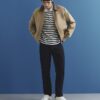 Beige Harrington-jacka i konstläder med krage