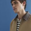 Beige Harrington-jacka i konstläder med krage