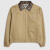 Beige Harrington-jacka i konstläder med krage