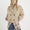 Beige kort trenchcoat med bubbelkant