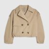 Beige kort trenchcoat med bubbelkant